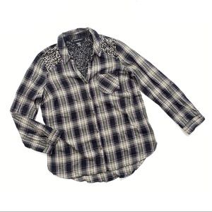 Wendy Bellissimo Sequined Plaid Shirt Button Down